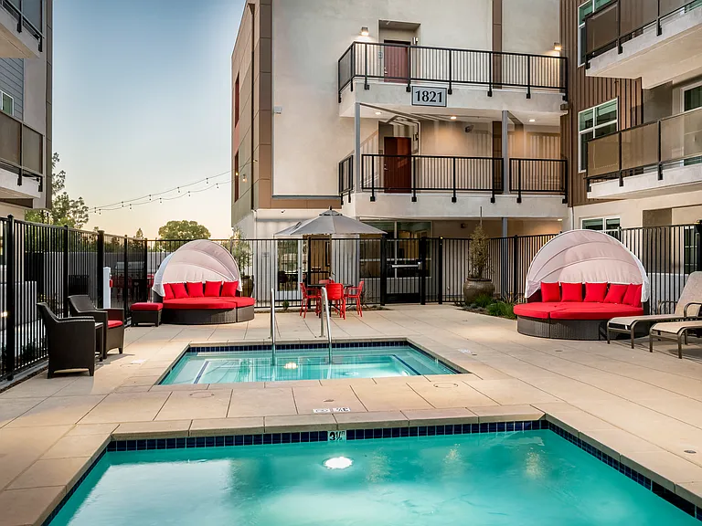 The Harrington view of two outdoor jacuzzies