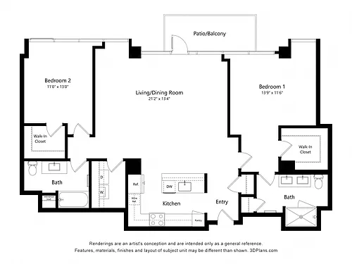 Floor plan 2 Bedroom Penthouse (CPH03)