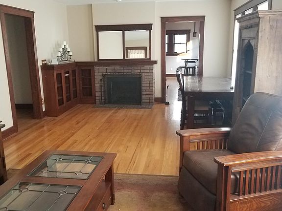 Living Room with wood burning fireplace