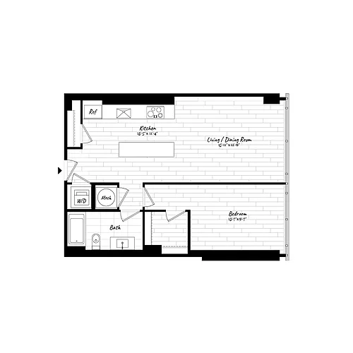 Floor plan 1 Bed - 1 Bath | A07 (901)