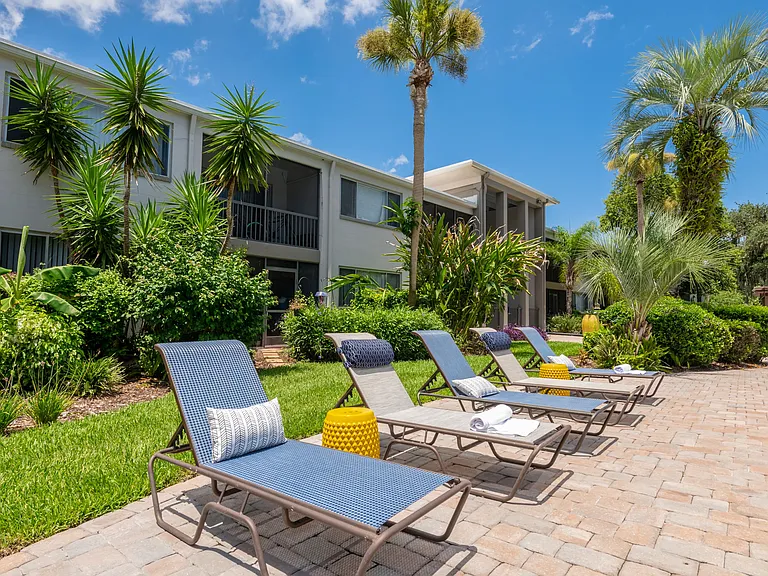 Luxuriate on our poolside loungers, a perfect spot to enjoy the sun.