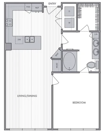 Floor plan 1 Bed_1 Bath_E