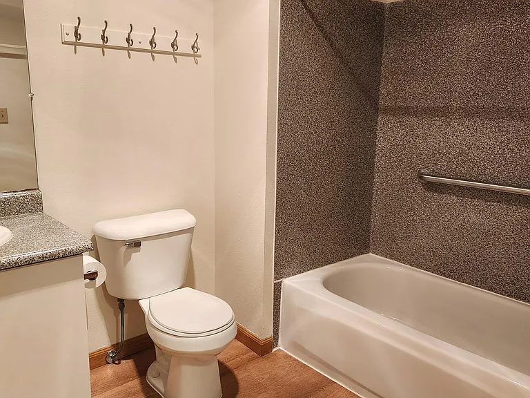 Each unit has a full tub and shower.