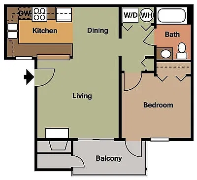 Floor plan 1 Bedroom 1 Bathroom