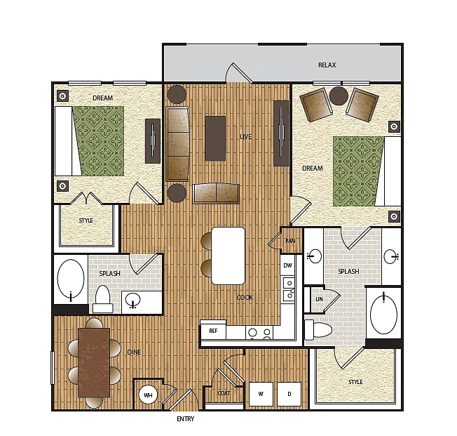 Floor plan B4 2 BR / 2 BA