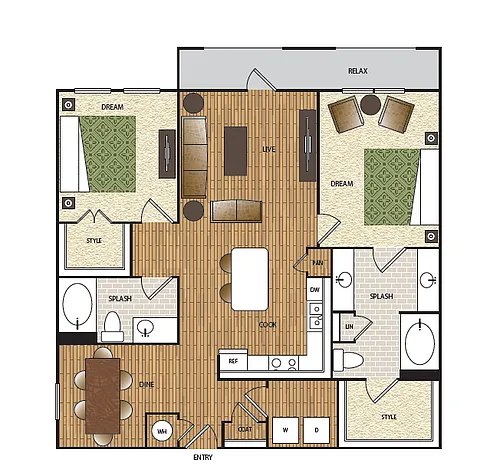 Floor plan B4 2 BR / 2 BA