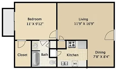 Floor plan A2R-1x1