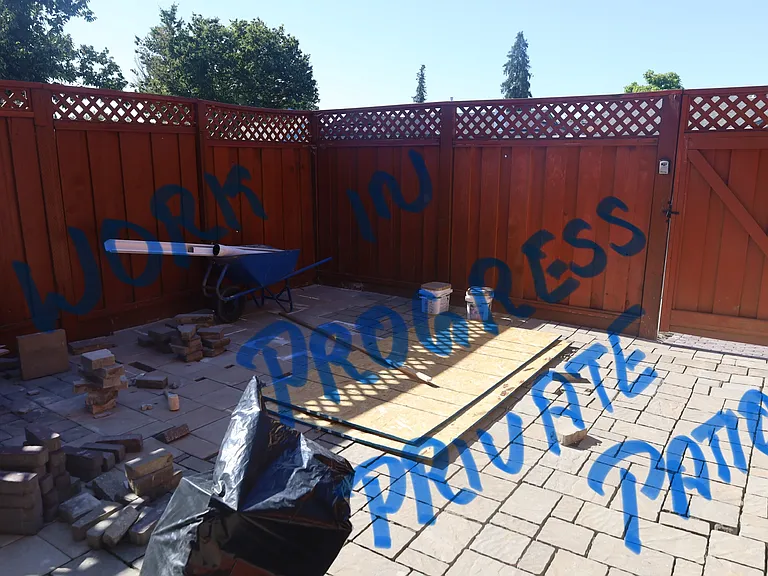Private patio. Paver in progress