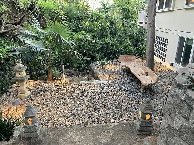 Lower terrace access from the main patio is peaceful, restorative escape surrounded by a Zen-like calm