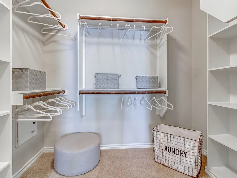 Large walk in closet in Las Colinas.
