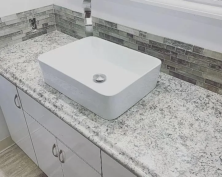 Updated sink and counter in bathroom