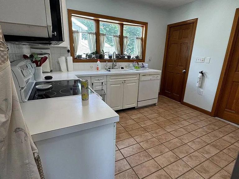 Entering the kitchen.