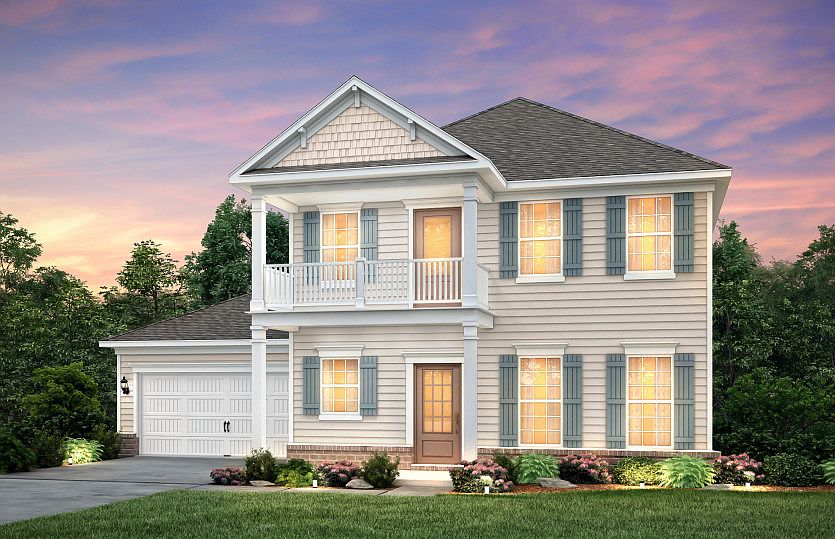 Foxfield exterior 5 w siding, shakes, brick and double front porch