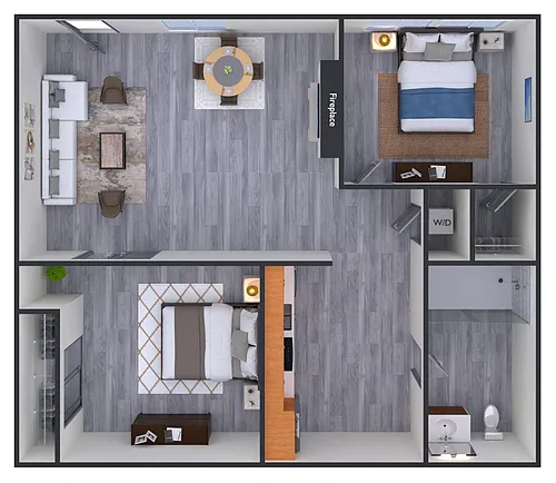 Floor plan 2 Bedroom, 1 Bath