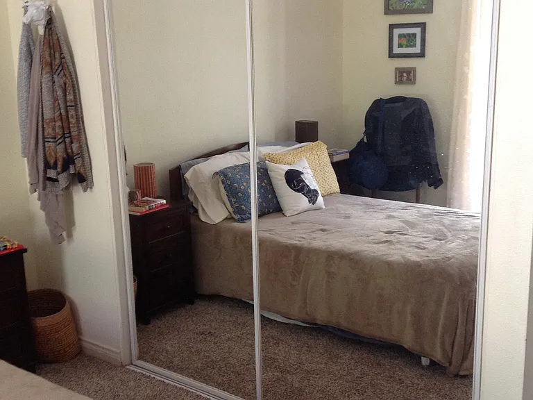 Bedroom, mirrored closets