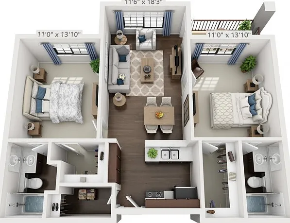 Floor plans are artist's rendering. All dimensions are approximate. Actual product and specifications may vary in dimension or detail. Not all features are available in every apartment. Prices and availability are subject to change. Floor plans are artist