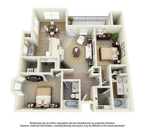 Floor plan 2 Bed 2 Bath Large
