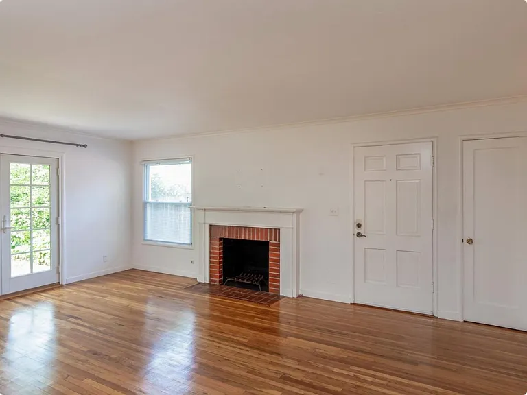 Working wood burning fireplace