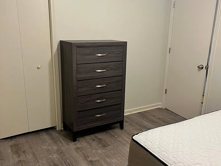 Room C - Dresser, closet to the left and door to community hallway to the right