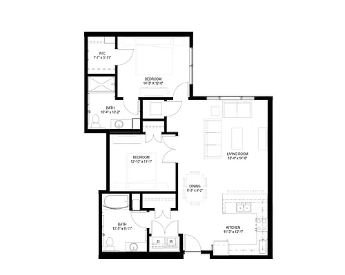 Floor plan Two Bedroom - K (Accessible)