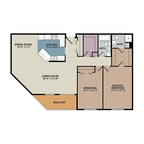 Floor plan 2D - 2 Bedroom