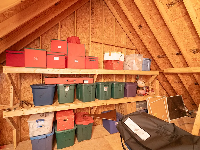 Attic storage has stair access