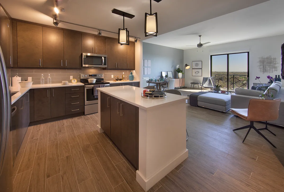 Photo 1 of 27 - The Residences at Thesis - Coral Gables, FL The Residences at THesis Model Kitchen and Living - The Residences at Thesis