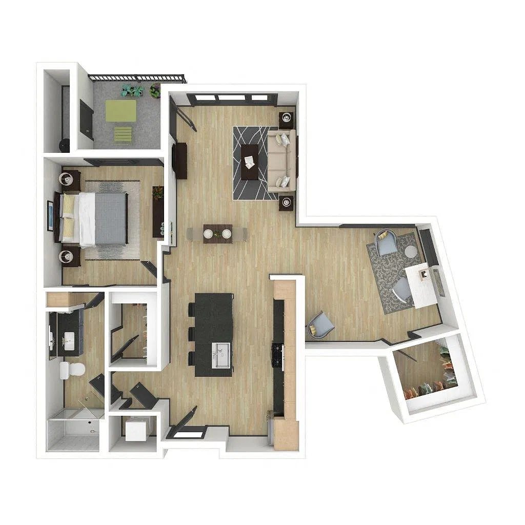 Floor plan A4: 1 Bed 1 Bath