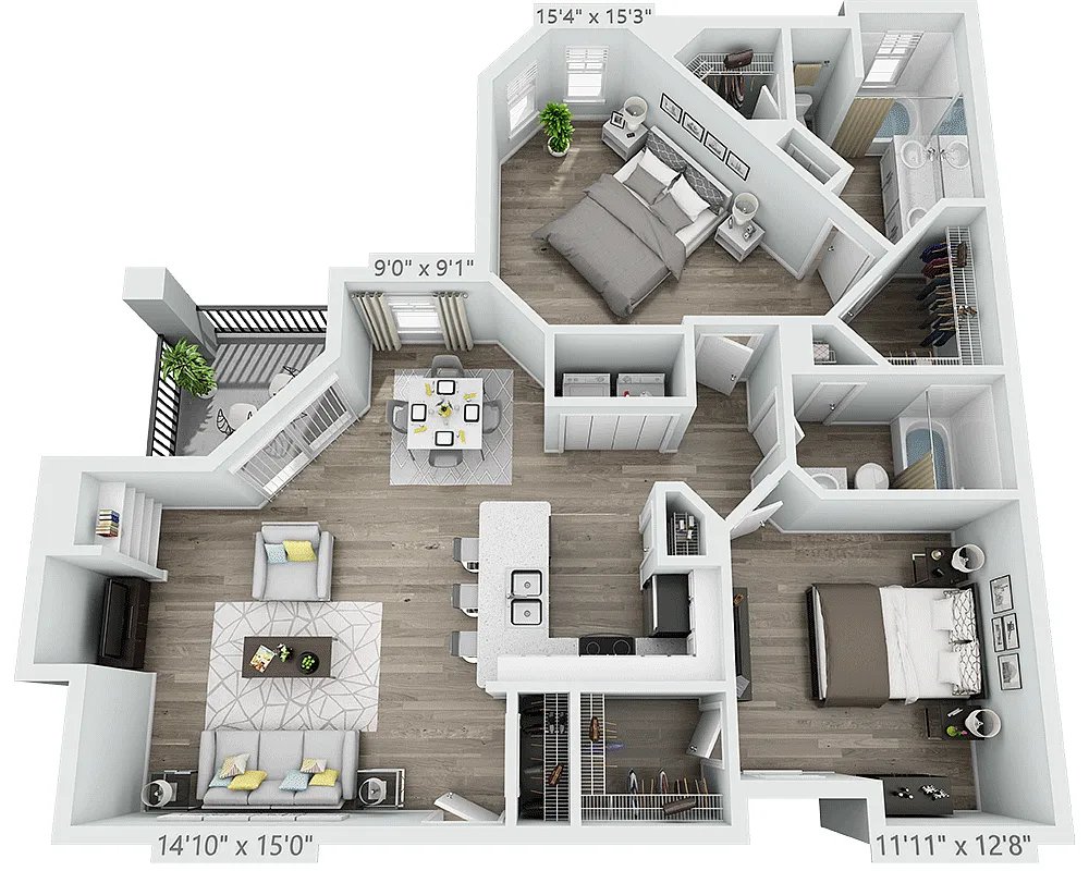 Floor plan Two Bedroom B2B