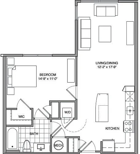 Floor plan 1 Bdrm G