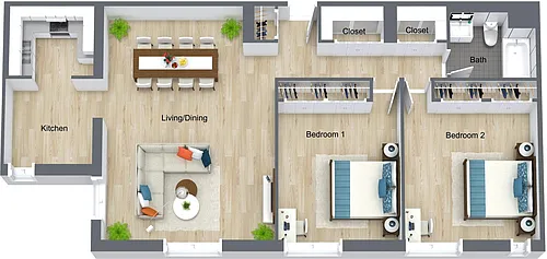 Floor plan Superior Two Bedroom