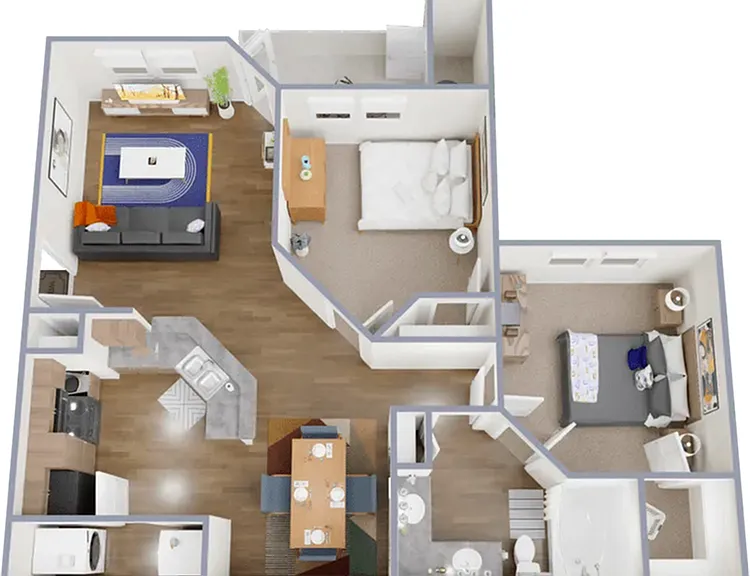 B1 - 895 square foot, two bedroom, one bath apartment B1 - 895 square foot, two bedroom, one bath apartment