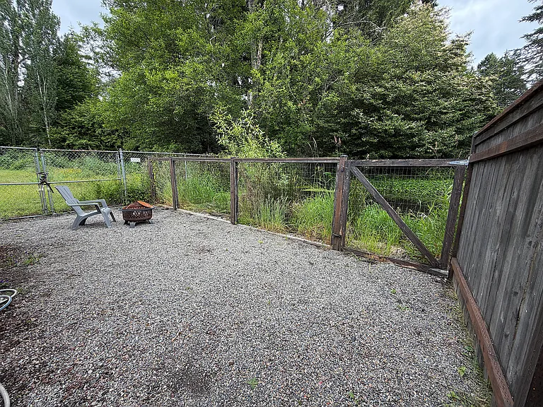 Backyard with pond view