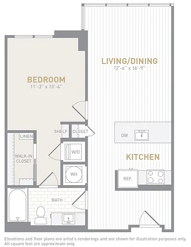 Floor plan 1 Bed 1 Bath-A01c