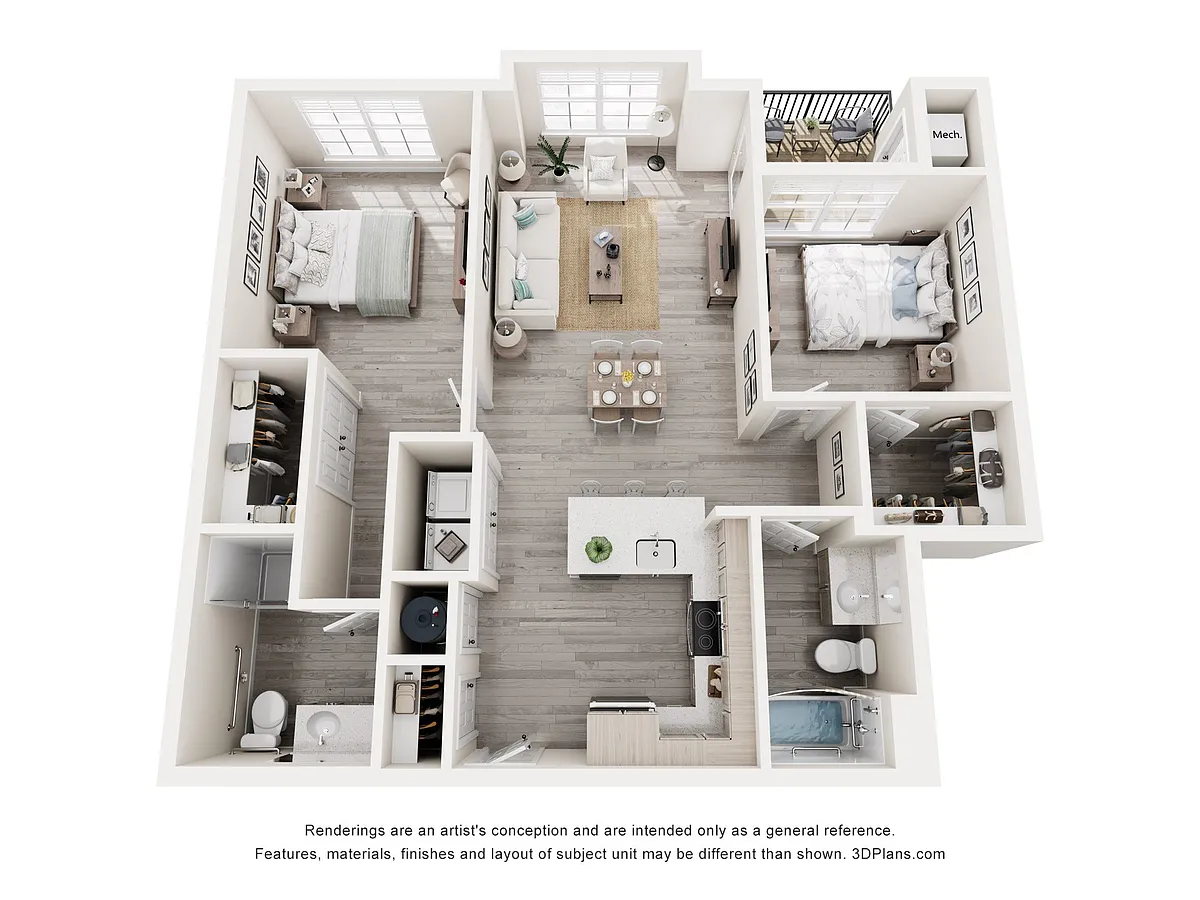 Floor plan TWO BEDROOM (B1)