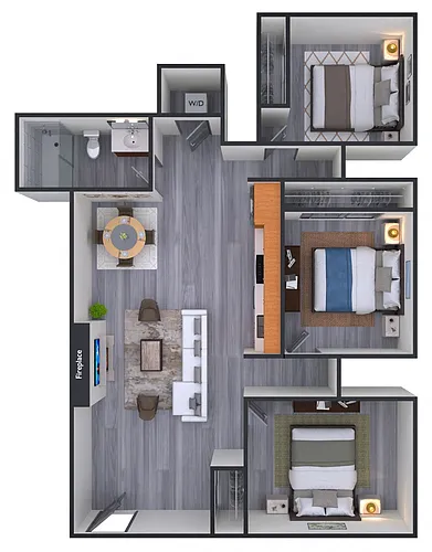Floor plan 3 Bedroom, 1 Bath