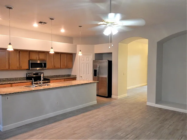 Kitchen and family room