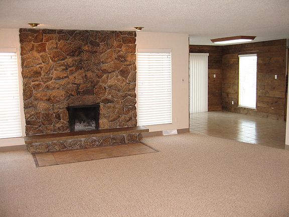 Living room&stone fireplace