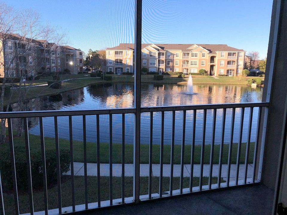 Screened porch with lake view