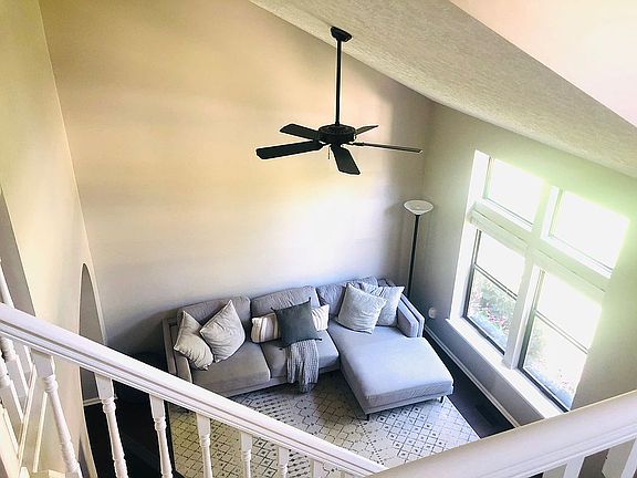 View down to the living room