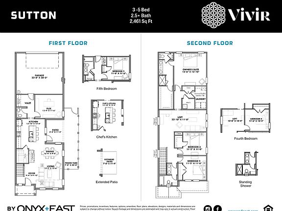 First and Second Floor Plan with Options