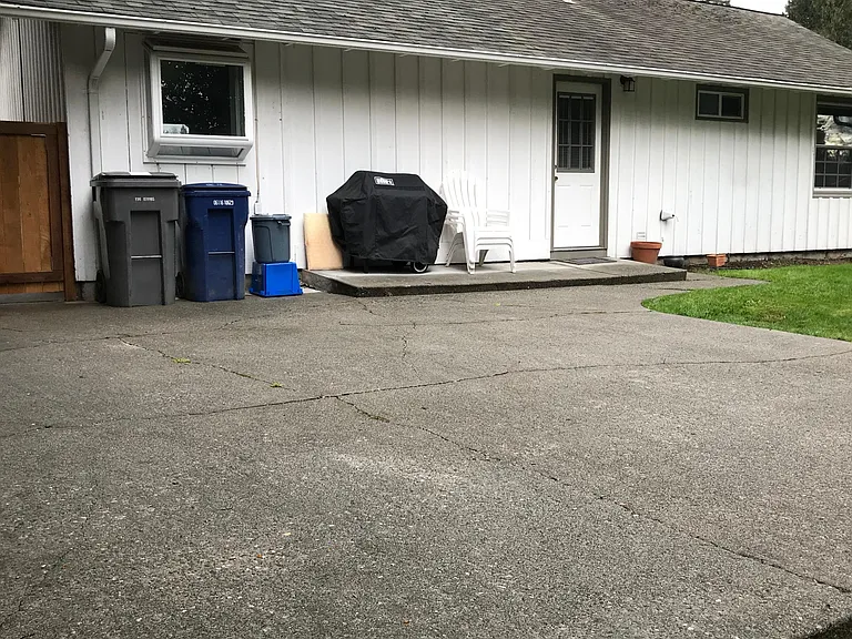 Concrete patio in back perfect for grilling