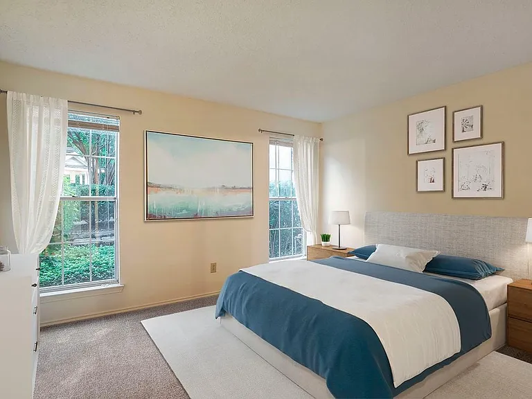 Bedroom with carpet