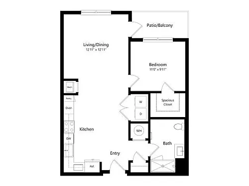 Floor plan A1-G2 | 1 Bed | 1 Bath