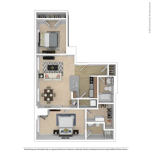 Floor plan Two Bedroom - P2A