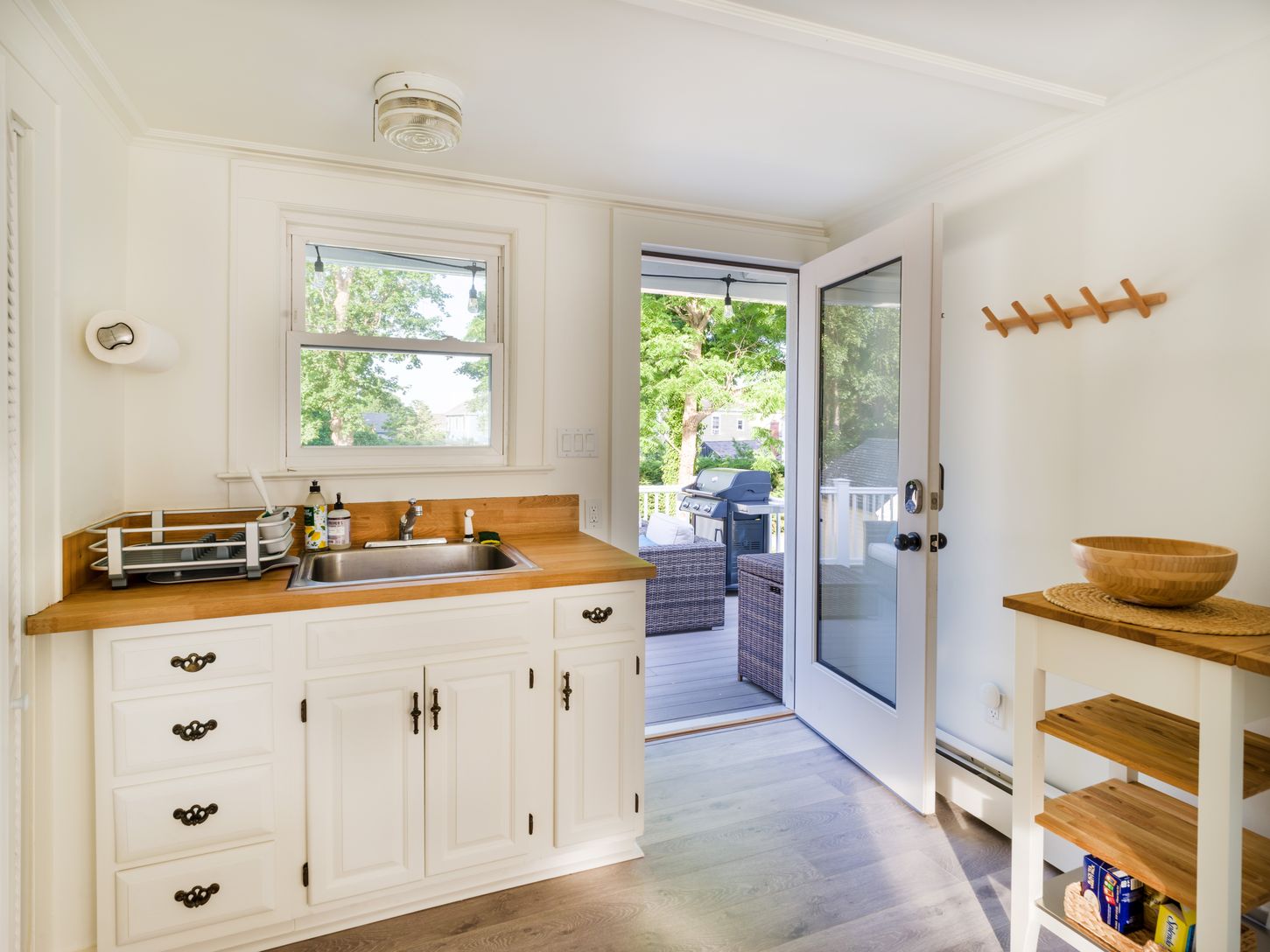 Kitchen leading towards the deck