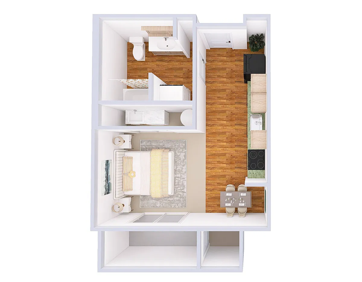 Floor plan Studio 1 Bath