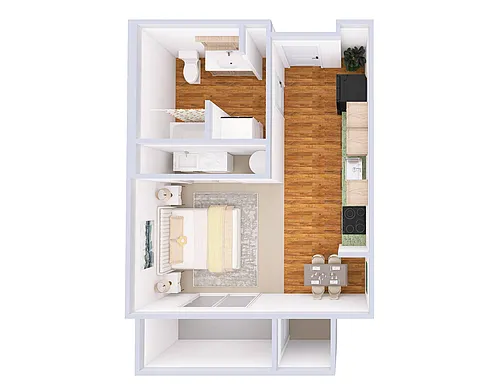 Floor plan Studio 1 Bath