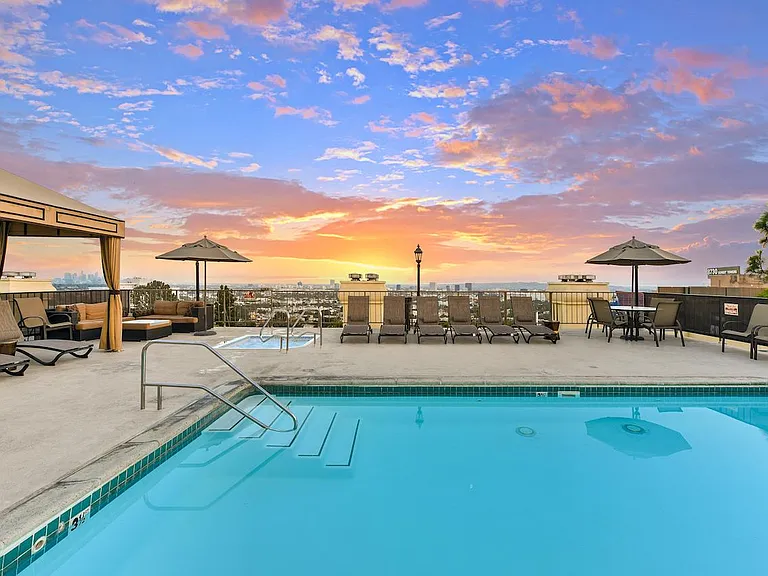 Rooftop pool with sweeping LA views