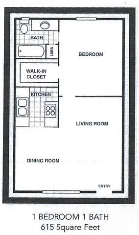 Floor plan 1 Bedroom 1 Bath